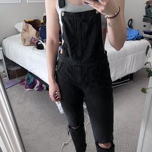 Hollister Ripped Black Overalls, Size S